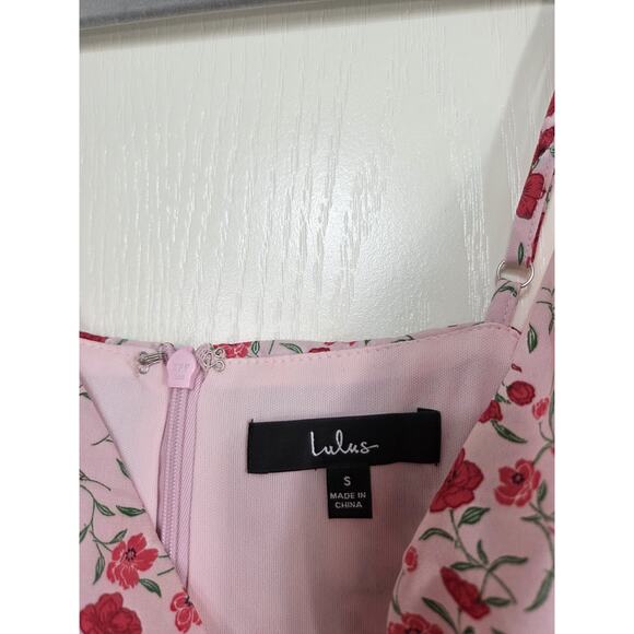 Lulus Reason For Romance Pink Floral Surplice Ruffled Midi Dress, Size Small - Picture 4 of 14